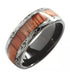 Men's 8mm Tungsten Ring Koa Wood Inlay With Laser Pattern Dome Wedding Band